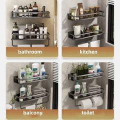 No-Drill Bathroom Shelf with Towel Rack | Bathroom | Luvasmr - Satisfyingly Organised