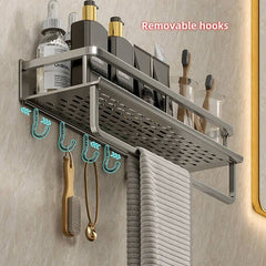 No-Drill Bathroom Shelf with Towel Rack | Bathroom | Luvasmr - Satisfyingly Organised