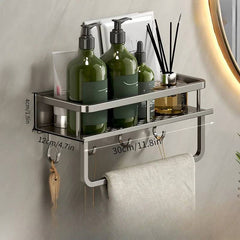 No-Drill Bathroom Shelf with Towel Rack | Bathroom | Luvasmr - Satisfyingly Organised