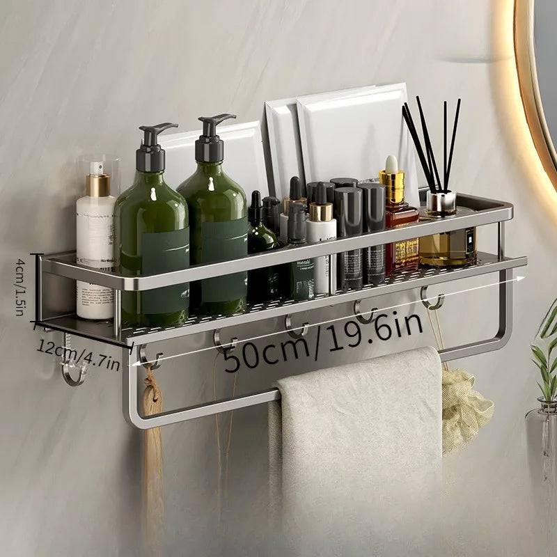 No-Drill Bathroom Shelf with Towel Rack | Bathroom | Luvasmr - Satisfyingly Organised