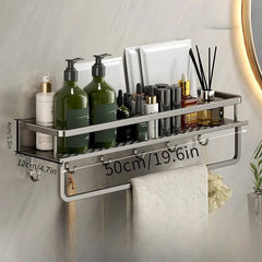 No-Drill Bathroom Shelf with Towel Rack | Bathroom | Luvasmr - Satisfyingly Organised
