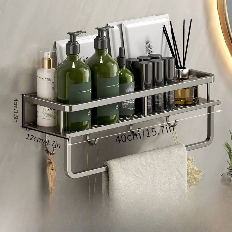 No-Drill Bathroom Shelf with Towel Rack | Bathroom | Luvasmr - Satisfyingly Organised