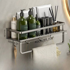 No-Drill Bathroom Shelf with Towel Rack | Bathroom | Luvasmr - Satisfyingly Organised