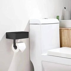 Bathroom Paper Box Storage Holder Wipes Dispenser Black Phone Storage Shelf Wall Mounted Tissue Paper Rack Toilet Roll Holder | Bathroom | Luvasmr - Satisfyingly Organised