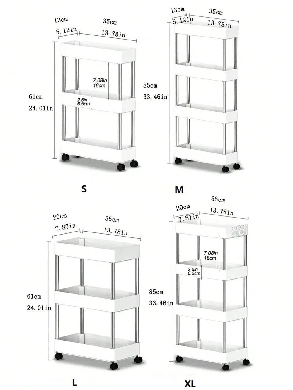 3 to 4 Tier Rolling Utility Cart Storage Shelf | Bathroom | Luvasmr - Satisfyingly Organised