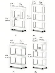 3 to 4 Tier Rolling Utility Cart Storage Shelf | Bathroom | Luvasmr - Satisfyingly Organised