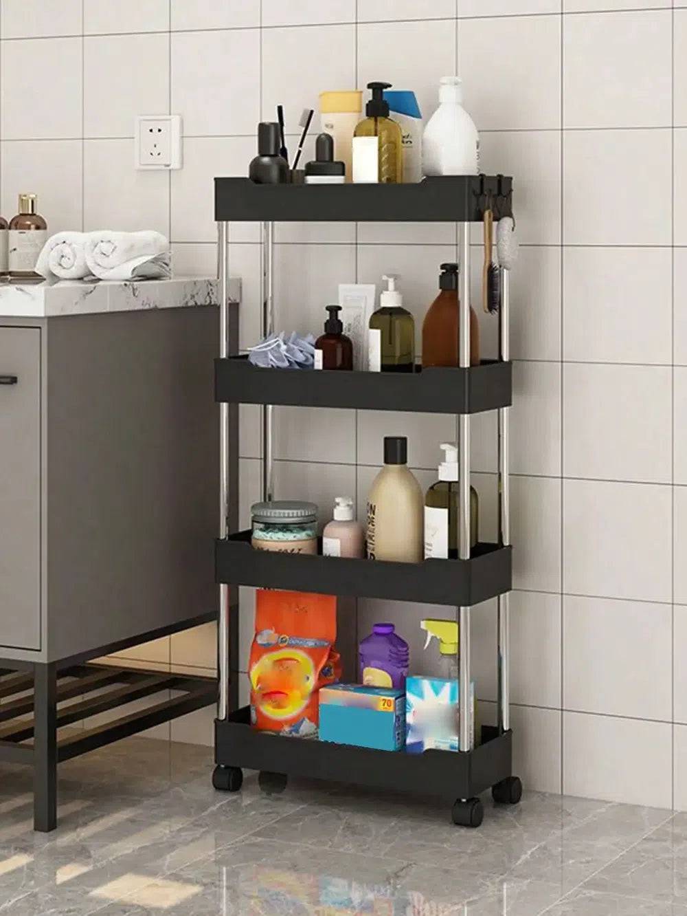 3 to 4 Tier Rolling Utility Cart Storage Shelf | Bathroom | Luvasmr - Satisfyingly Organised