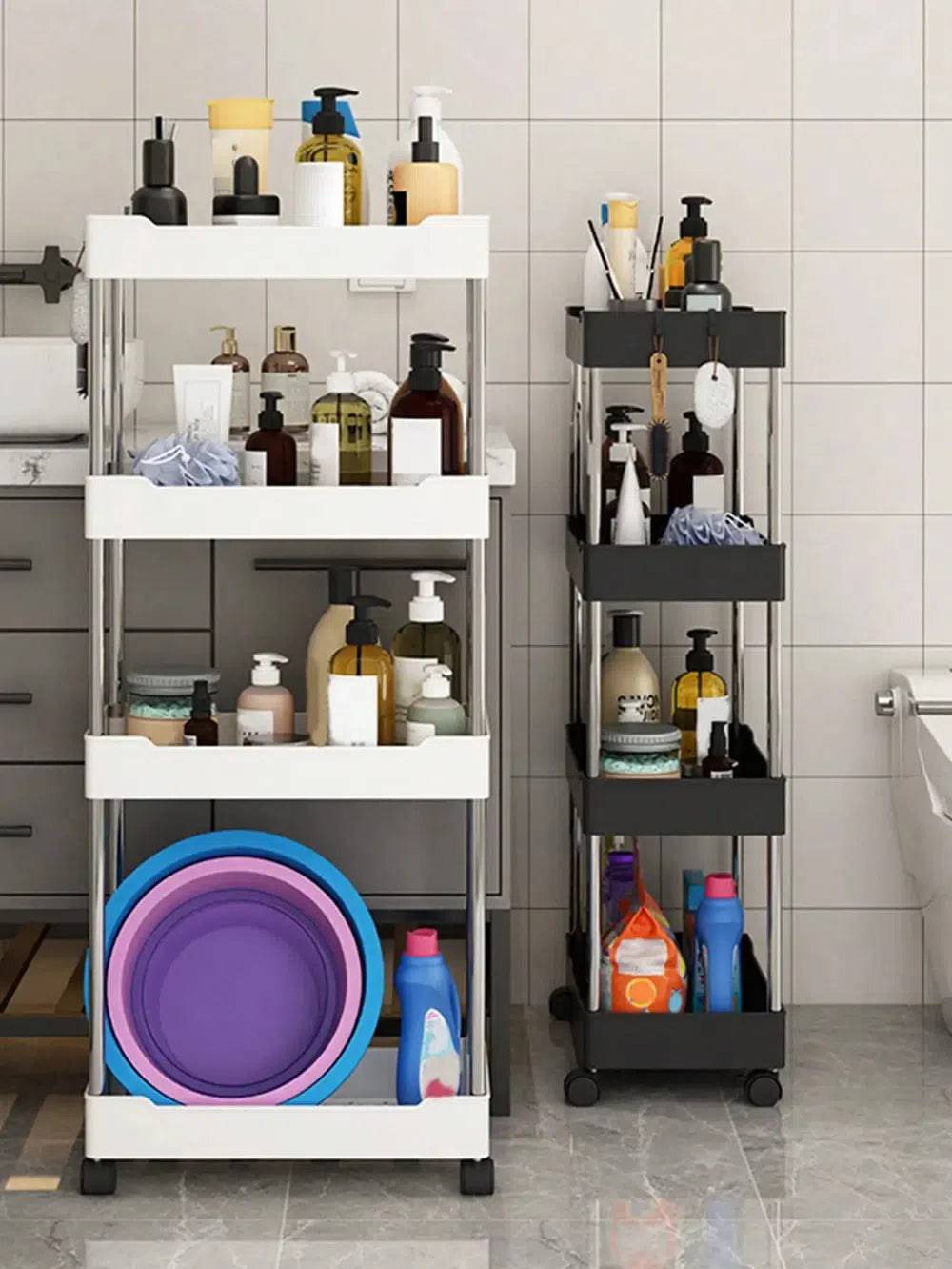 3 to 4 Tier Rolling Utility Cart Storage Shelf | Bathroom | Luvasmr - Satisfyingly Organised