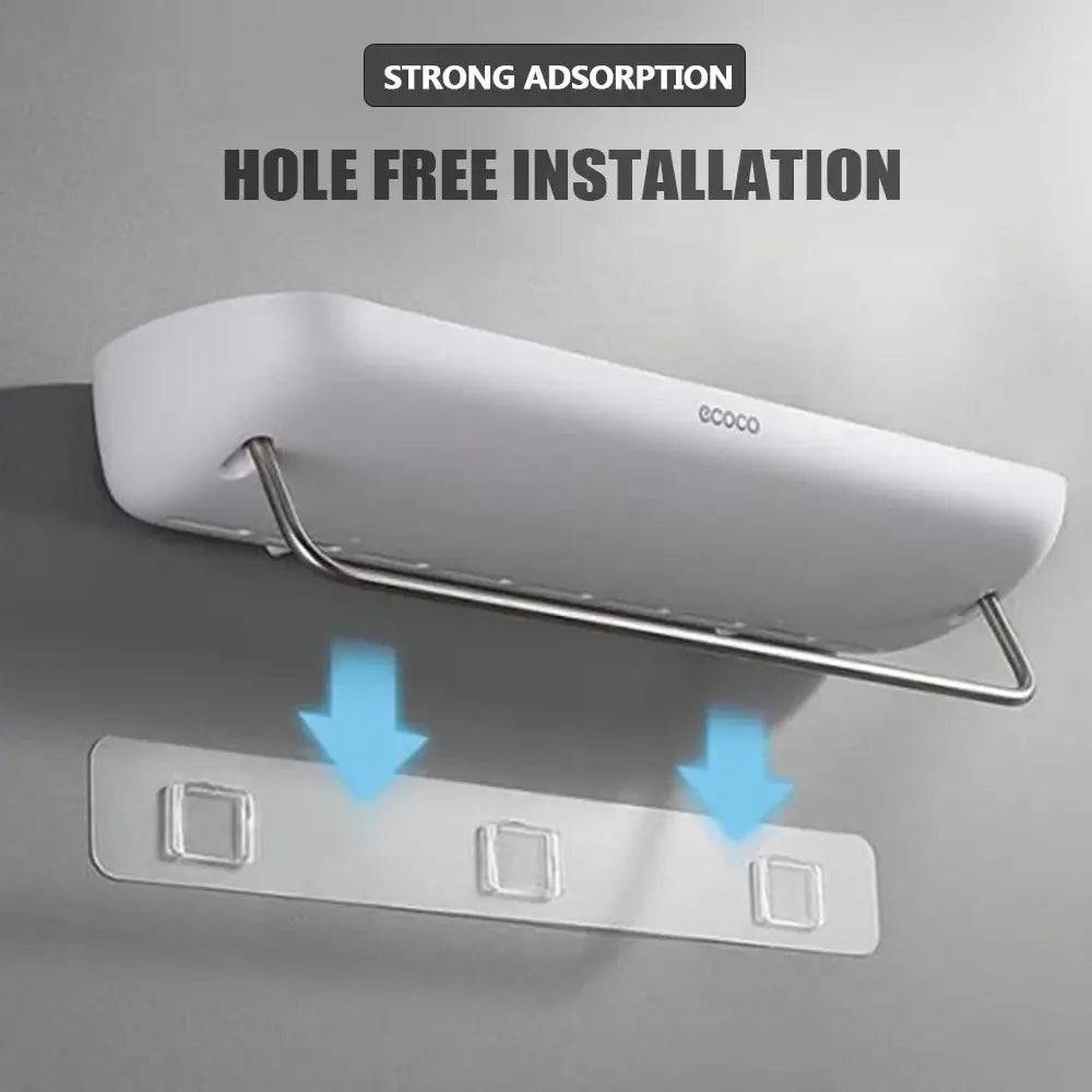 Wall-Mounted Shampoo Storage Rack with Towel Bar | Bathroom | Luvasmr - Satisfyingly Organised
