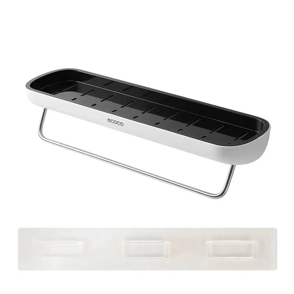 Wall-Mounted Shampoo Storage Rack with Towel Bar | Bathroom | Luvasmr - Satisfyingly Organised