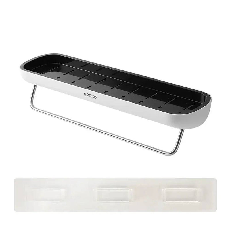 Wall-Mounted Shampoo Storage Rack with Towel Bar | Bathroom | Luvasmr - Satisfyingly Organised