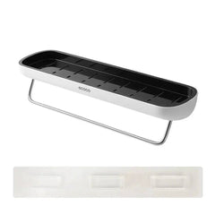 Wall-Mounted Shampoo Storage Rack with Towel Bar | Bathroom | Luvasmr - Satisfyingly Organised