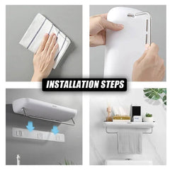 Wall-Mounted Shampoo Storage Rack with Towel Bar | Bathroom | Luvasmr - Satisfyingly Organised