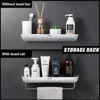 Wall-Mounted Shampoo Storage Rack with Towel Bar | Bathroom | Luvasmr - Satisfyingly Organised