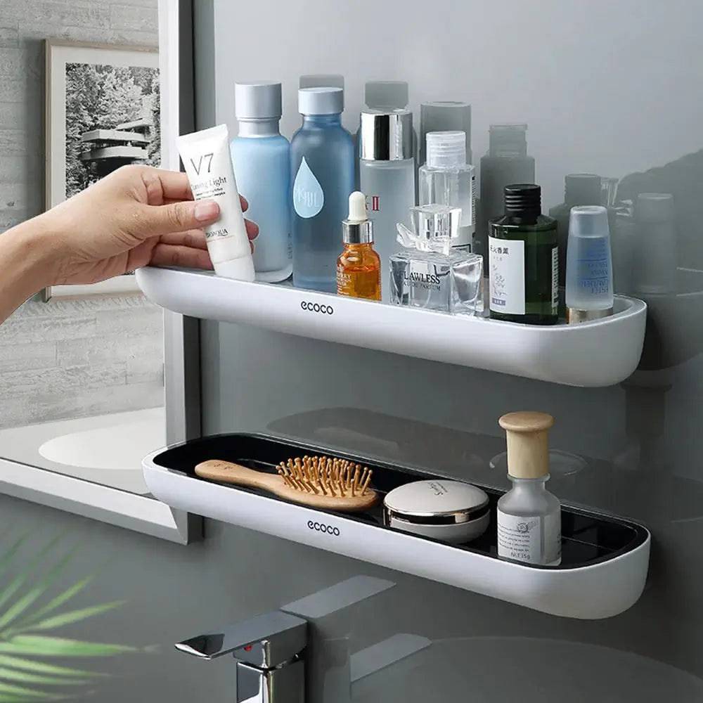 Wall-Mounted Shampoo Storage Rack with Towel Bar | Bathroom | Luvasmr - Satisfyingly Organised
