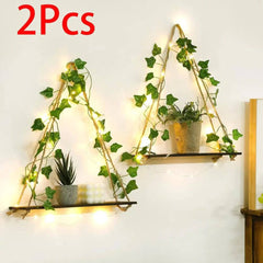 Artificial Ivy LED Floating Wall Shelf | Bedroom | Luvasmr - Satisfyingly Organised