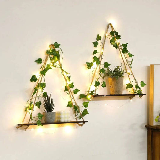 Artificial Ivy LED Floating Wall Shelf | Bedroom | Luvasmr - Satisfyingly Organised
