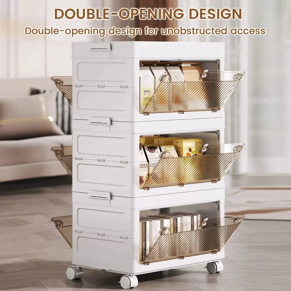 Stackable Collapsible Storage Bins with Doors | Bedroom | Luvasmr - Satisfyingly Organised