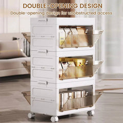Stackable Collapsible Storage Bins with Doors | Bedroom | Luvasmr - Satisfyingly Organised