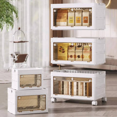 Stackable Collapsible Storage Bins with Doors | Bedroom | Luvasmr - Satisfyingly Organised