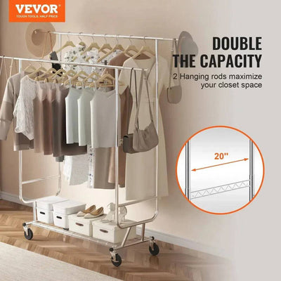 Heavy Duty Rolling Garment Rack | Bedroom | Luvasmr - Satisfyingly Organised