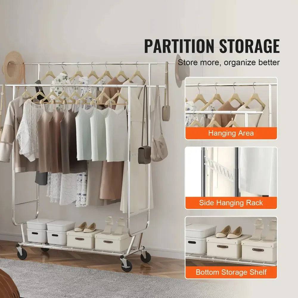 Heavy Duty Rolling Garment Rack | Bedroom | Luvasmr - Satisfyingly Organised