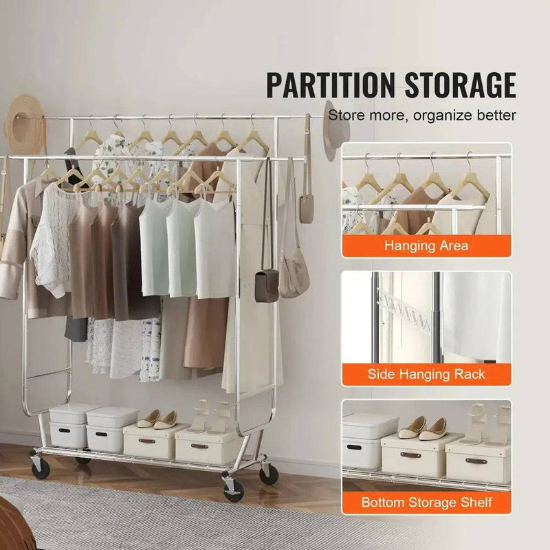 Heavy Duty Rolling Garment Rack | Bedroom | Luvasmr - Satisfyingly Organised