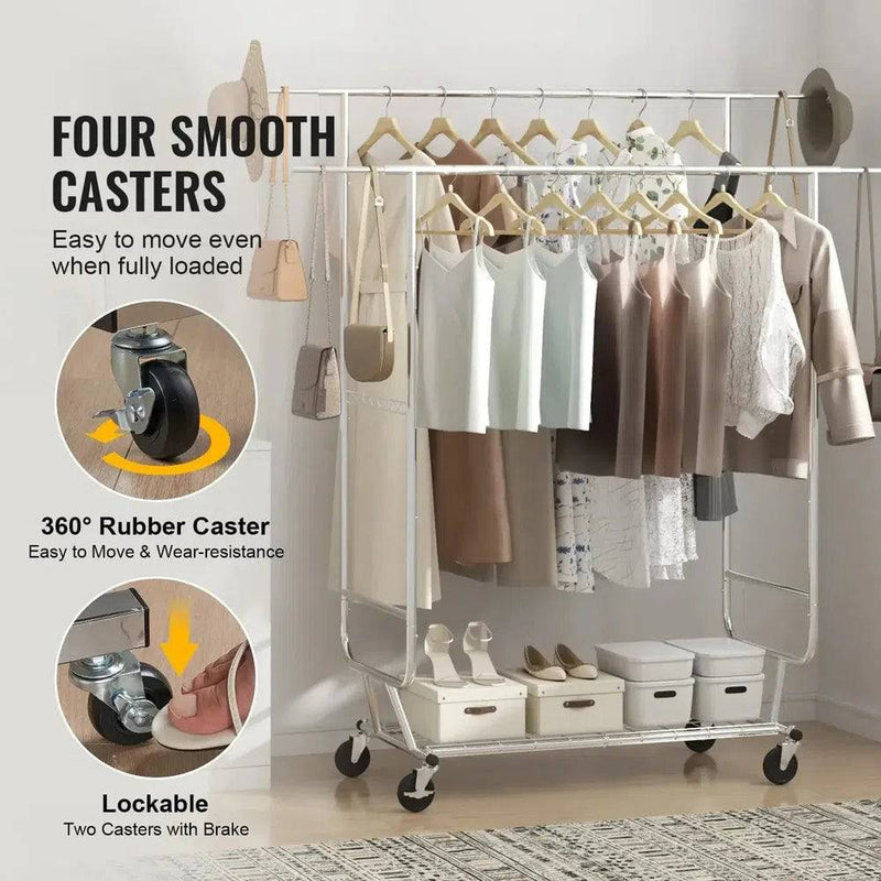 Heavy Duty Rolling Garment Rack | Bedroom | Luvasmr - Satisfyingly Organised