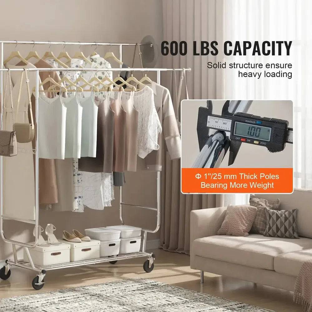 Heavy Duty Rolling Garment Rack | Bedroom | Luvasmr - Satisfyingly Organised
