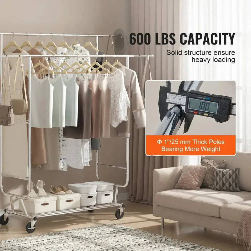 Heavy Duty Rolling Garment Rack | Bedroom | Luvasmr - Satisfyingly Organised