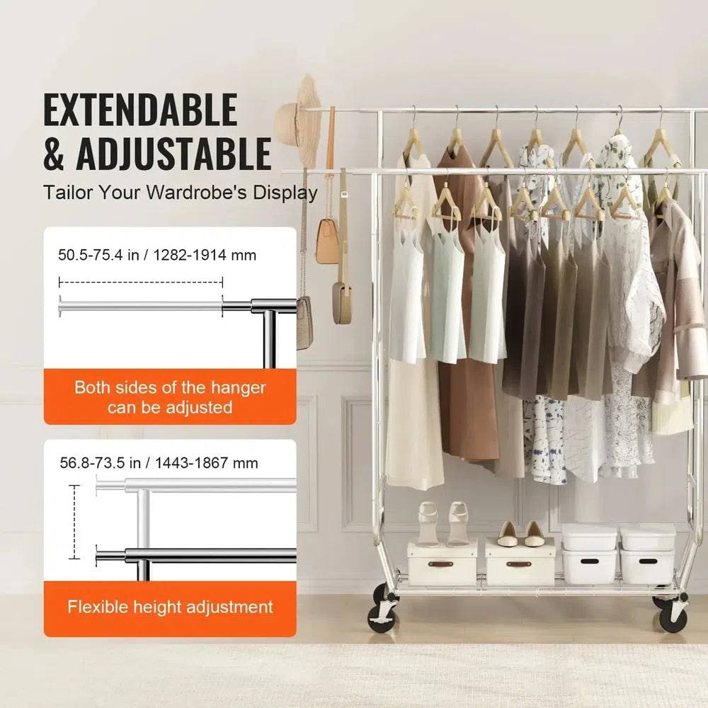Heavy Duty Rolling Garment Rack | Bedroom | Luvasmr - Satisfyingly Organised