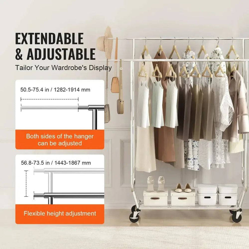 Heavy Duty Rolling Garment Rack | Bedroom | Luvasmr - Satisfyingly Organised