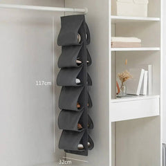 6 Layer Hanging Storage Bag Shoes Rack Storage Shoes Hanger Clothes Organizer Hanging Pocket Organizer Foldable Space Saving | Bedroom | Luvasmr - Satisfyingly Organised