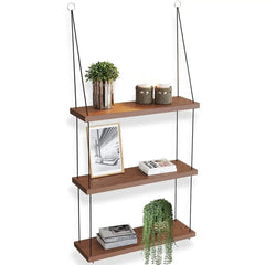 Rustic Boho Three Tier Hanging Wall Shelf | Bedroom | Luvasmr - Satisfyingly Organised