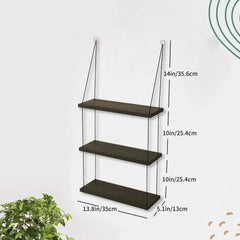 Rustic Boho Three Tier Hanging Wall Shelf | Bedroom | Luvasmr - Satisfyingly Organised
