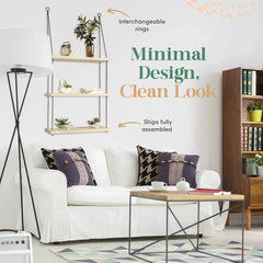 Rustic Boho Three Tier Hanging Wall Shelf | Bedroom | Luvasmr - Satisfyingly Organised