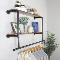 Wall-Mounted Industrial Pipe Clothing Rack | Bedroom | Luvasmr - Satisfyingly Organised