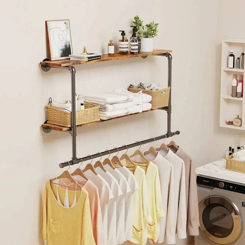 Wall-Mounted Industrial Pipe Clothing Rack | Bedroom | Luvasmr - Satisfyingly Organised