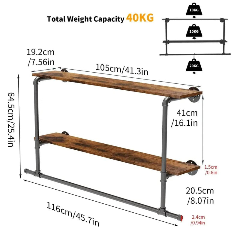 Wall-Mounted Industrial Pipe Clothing Rack | Bedroom | Luvasmr - Satisfyingly Organised
