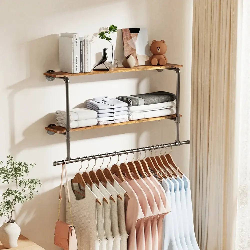 Wall-Mounted Industrial Pipe Clothing Rack | Bedroom | Luvasmr - Satisfyingly Organised