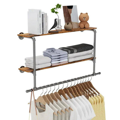 Wall-Mounted Industrial Pipe Clothing Rack | Bedroom | Luvasmr - Satisfyingly Organised