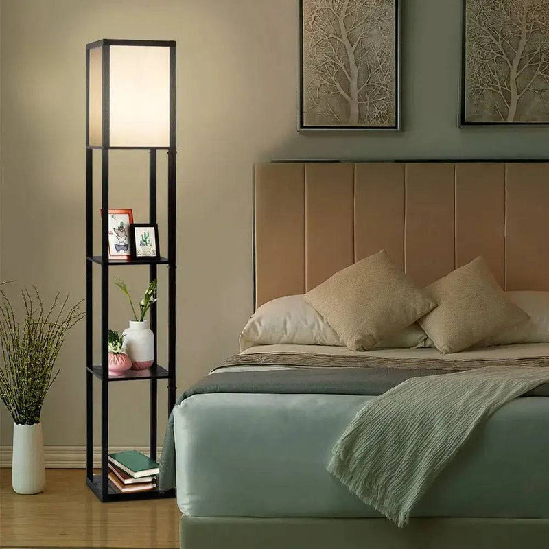 GOFLAME Freestanding Floor Lamp W/ 3-Tier Storage Shelf Narrow Corner Nightstand Light |  | Luvasmr - Satisfyingly Organised