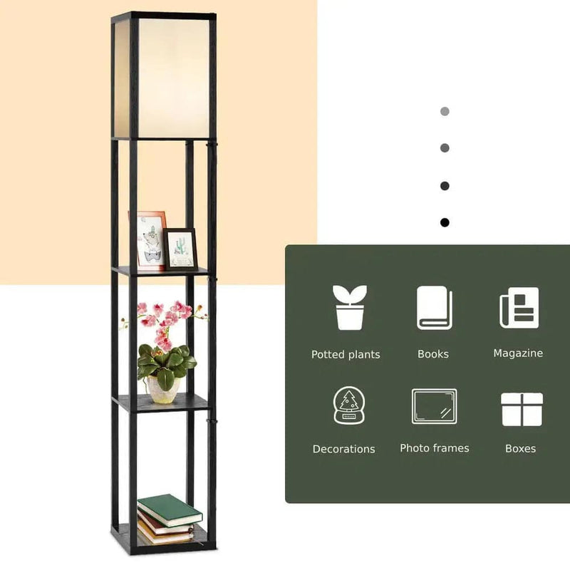 GOFLAME Freestanding Floor Lamp W/ 3-Tier Storage Shelf Narrow Corner Nightstand Light |  | Luvasmr - Satisfyingly Organised