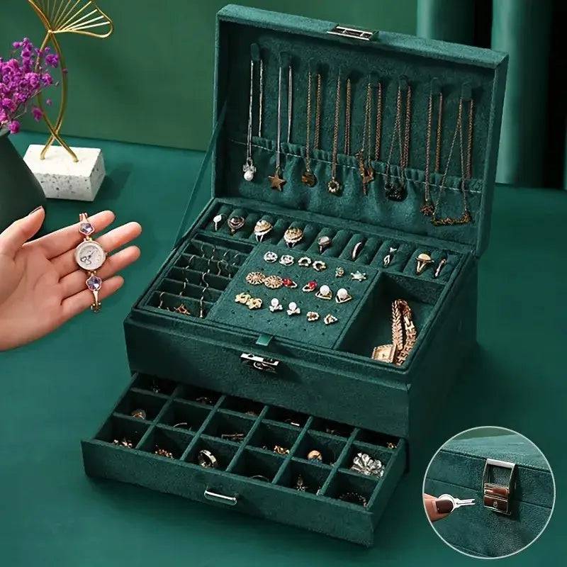 Green 3-Layer Jewellery Box | Bedroom | Luvasmr - Satisfyingly Organised