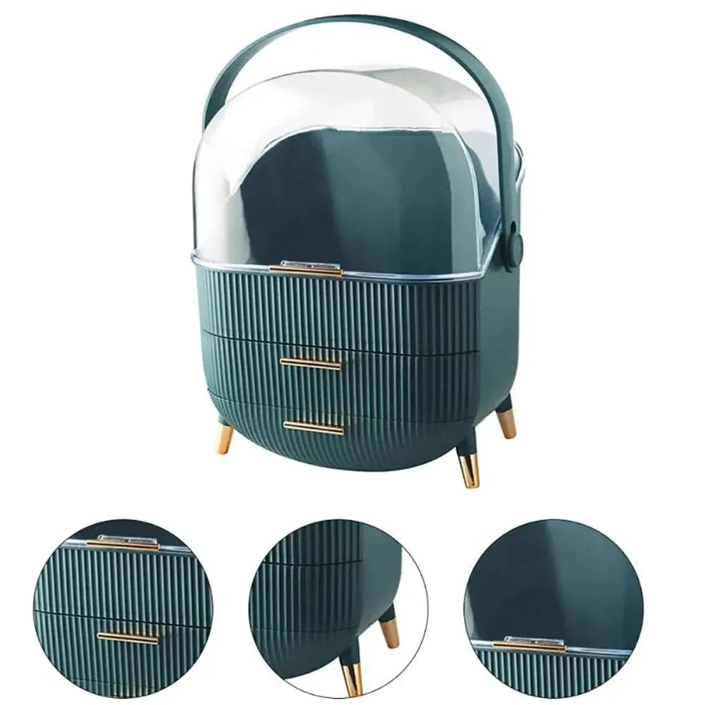 Green Elegant Makeup Organiser with Drawers | Bedroom | Luvasmr - Satisfyingly Organised