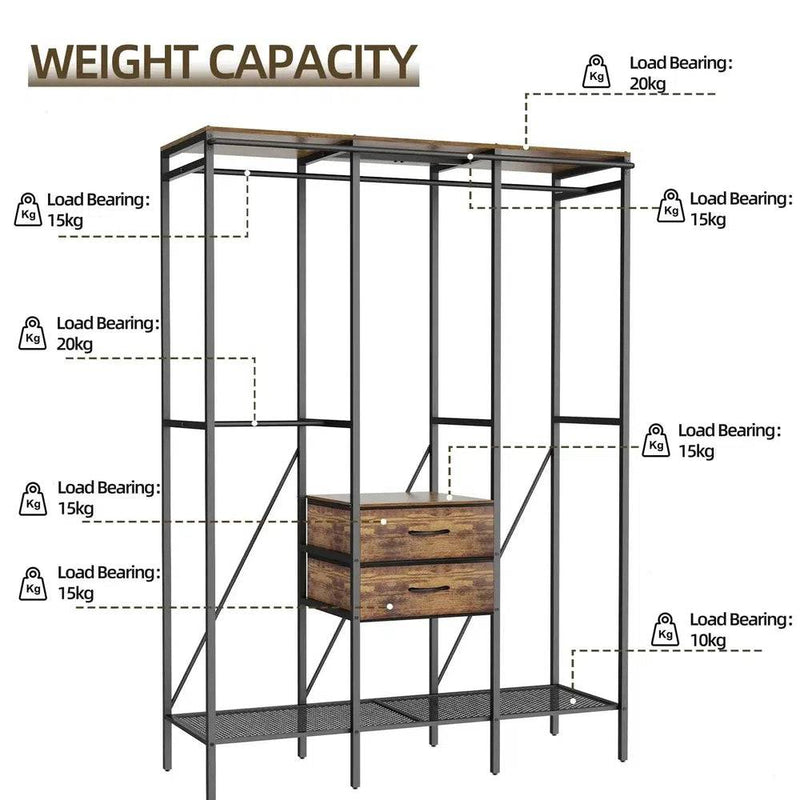 Industrial Clothes Wardrobe with Storage | Bedroom | Luvasmr - Satisfyingly Organised