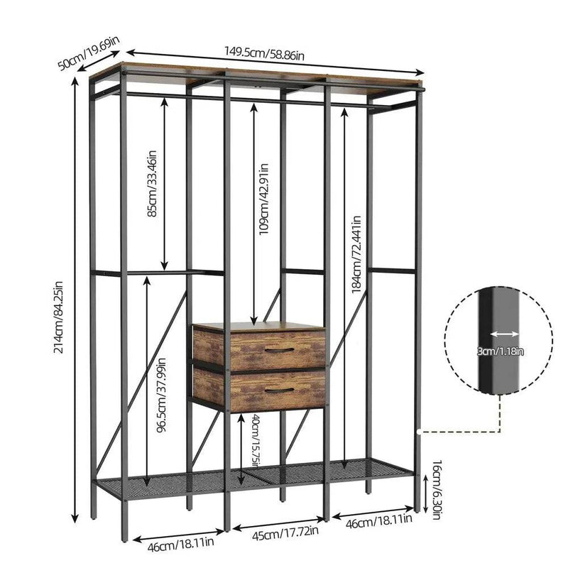 Industrial Clothes Wardrobe with Storage | Bedroom | Luvasmr - Satisfyingly Organised