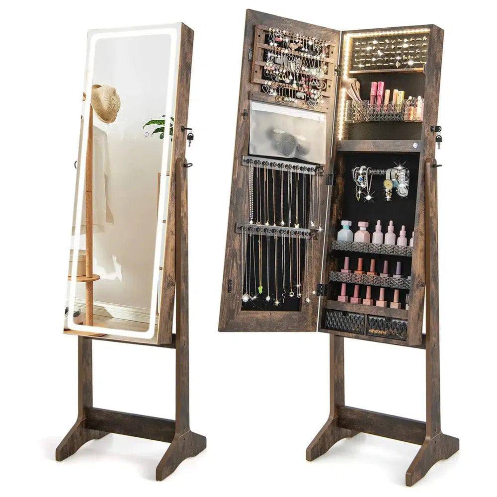 GOFLAME Standing Jewelry Cabinet Lockable Jewelry Armoire Storage Jewelry Organizer |  | Luvasmr - Satisfyingly Organised