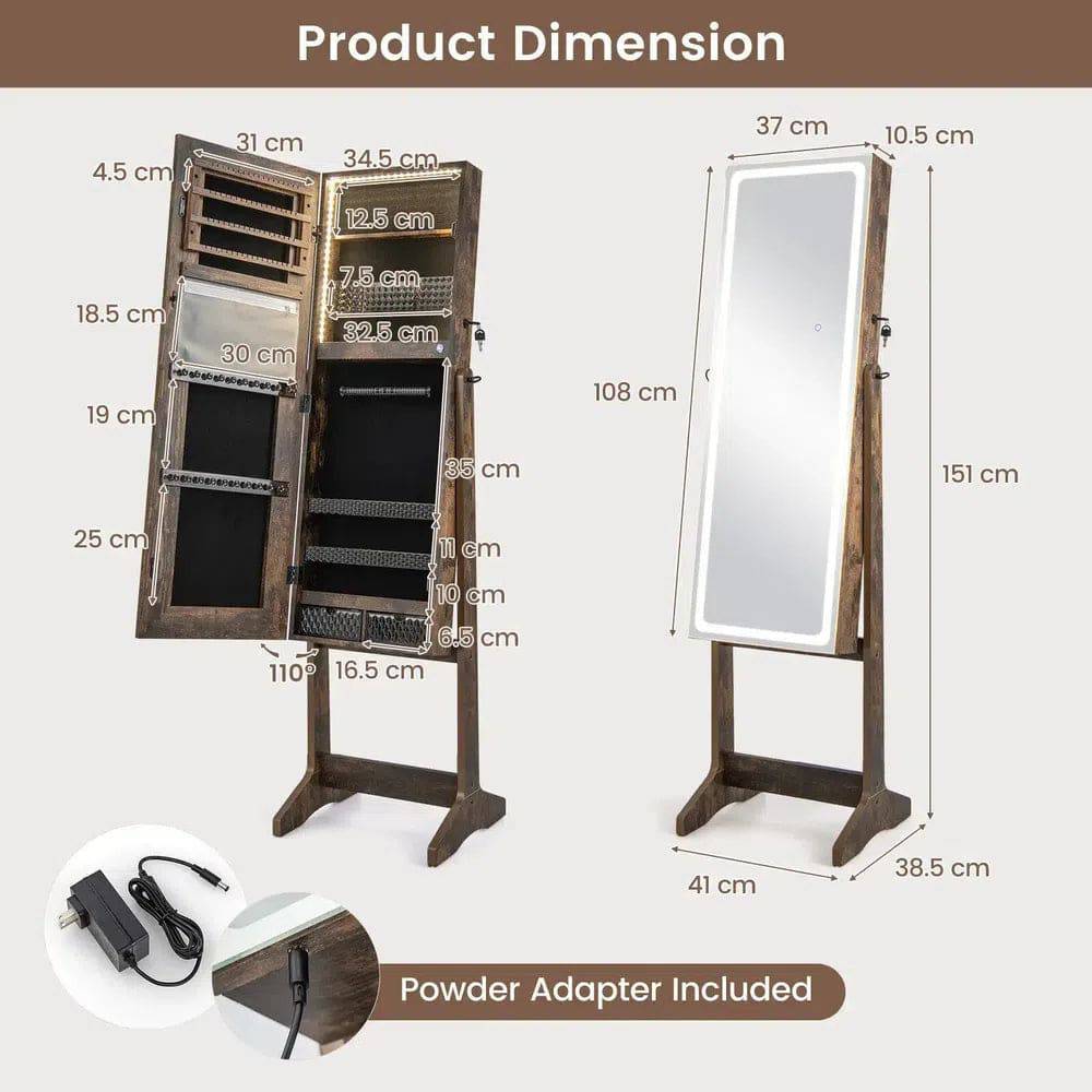 GOFLAME Standing Jewelry Cabinet Lockable Jewelry Armoire Storage Jewelry Organizer |  | Luvasmr - Satisfyingly Organised