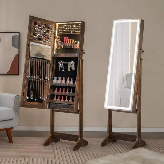 GOFLAME Standing Jewelry Cabinet Lockable Jewelry Armoire Storage Jewelry Organizer |  | Luvasmr - Satisfyingly Organised